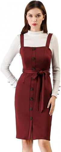 Allegra K Women's Jumper Dress Button 