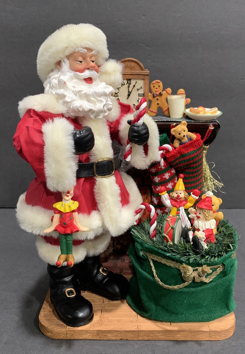 KIRKLAND SANTA CLAUS FIREPLACE CHRISTMAS FIGURE DISPLAY / FABRIC