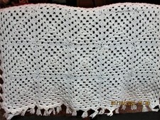 Handmade Crocheted White Afghan or Baby Quilt or Throw