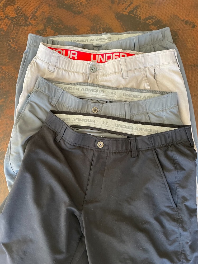 Under Armour Lot of 4 Performance Men 36/34 Pants Activewear Khaki Gray Black