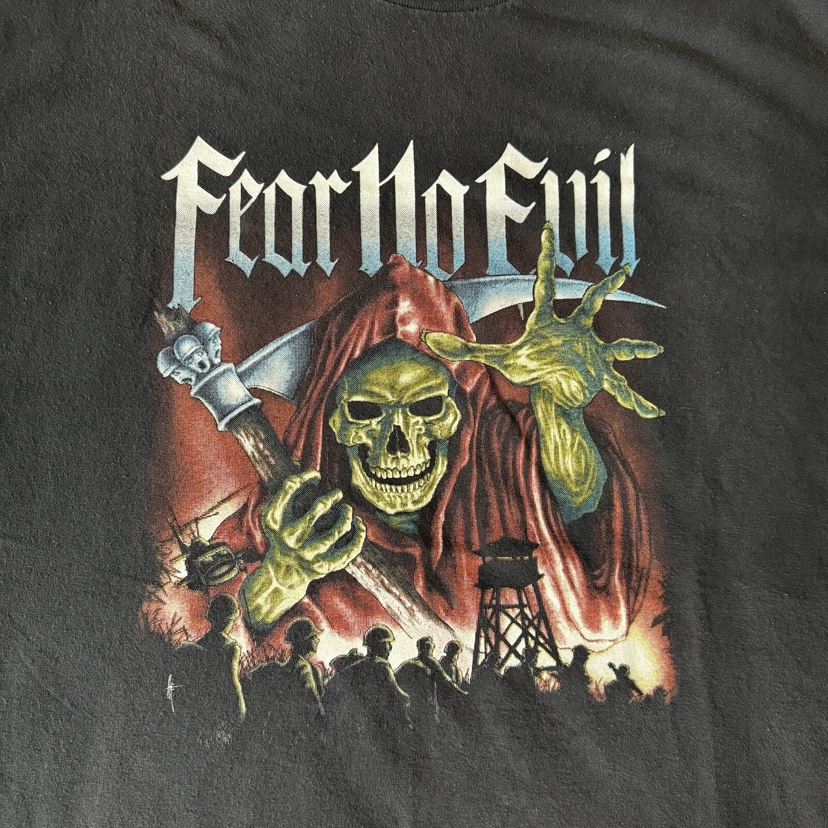 Vintage Fear No Evil Grim Reaper Shirt Adult 2XL Black SS