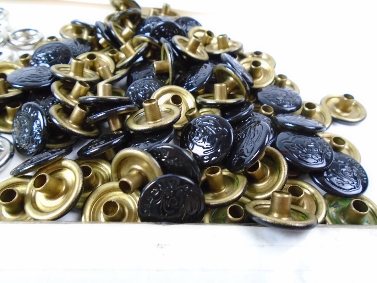 100 Black Plated Brass Seat Snaps For Vintage Arctic Cat Snowmobiles - Qty 100
