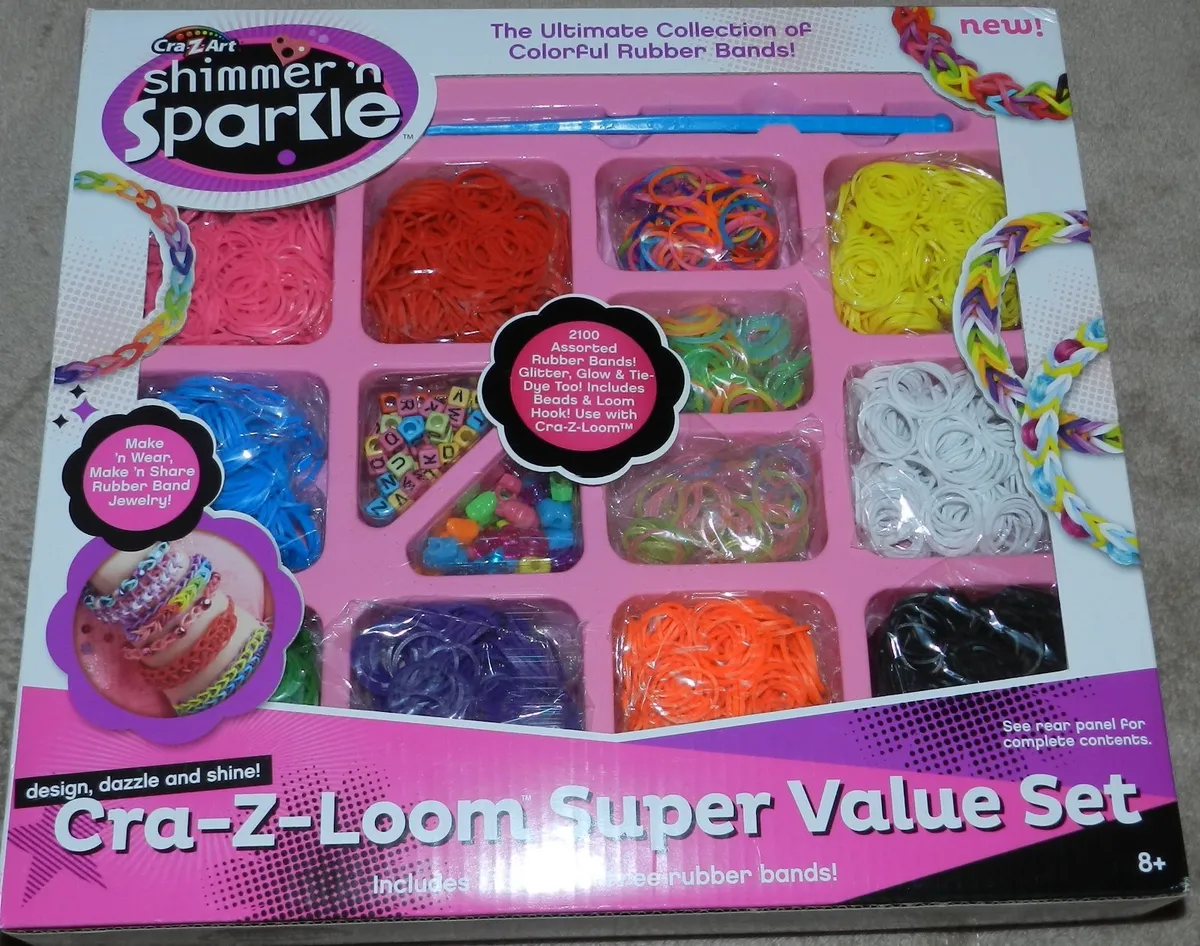 Cra-Z-Loom Super Value Set Loom Bands Kit 2100 Rubber Bands Shimmer Sparkle  NEW