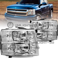For 2007-2014 Chevy Silverado 1500 2500hd 3500hd Chrome Headlights Lhrh Sets