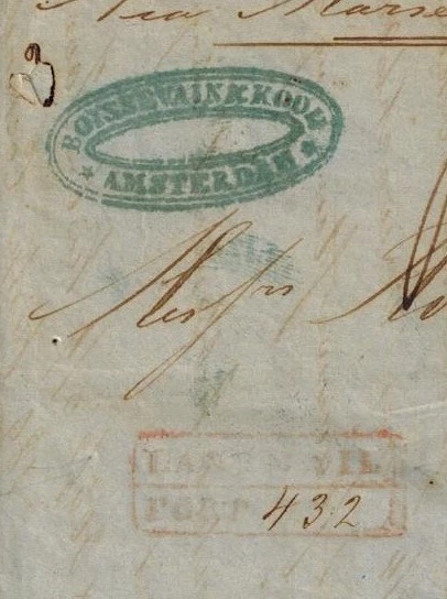 Dutch East Indies Pre Stamp 1853 Cover w/ Oval Amsterdam & Land Mail Post Boxed - Image 2 of 4