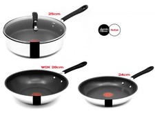 Tefal Pfannenset 24+28+25 cm, Induktion, Edelstahl, Bratpfanne set deckel Kochen