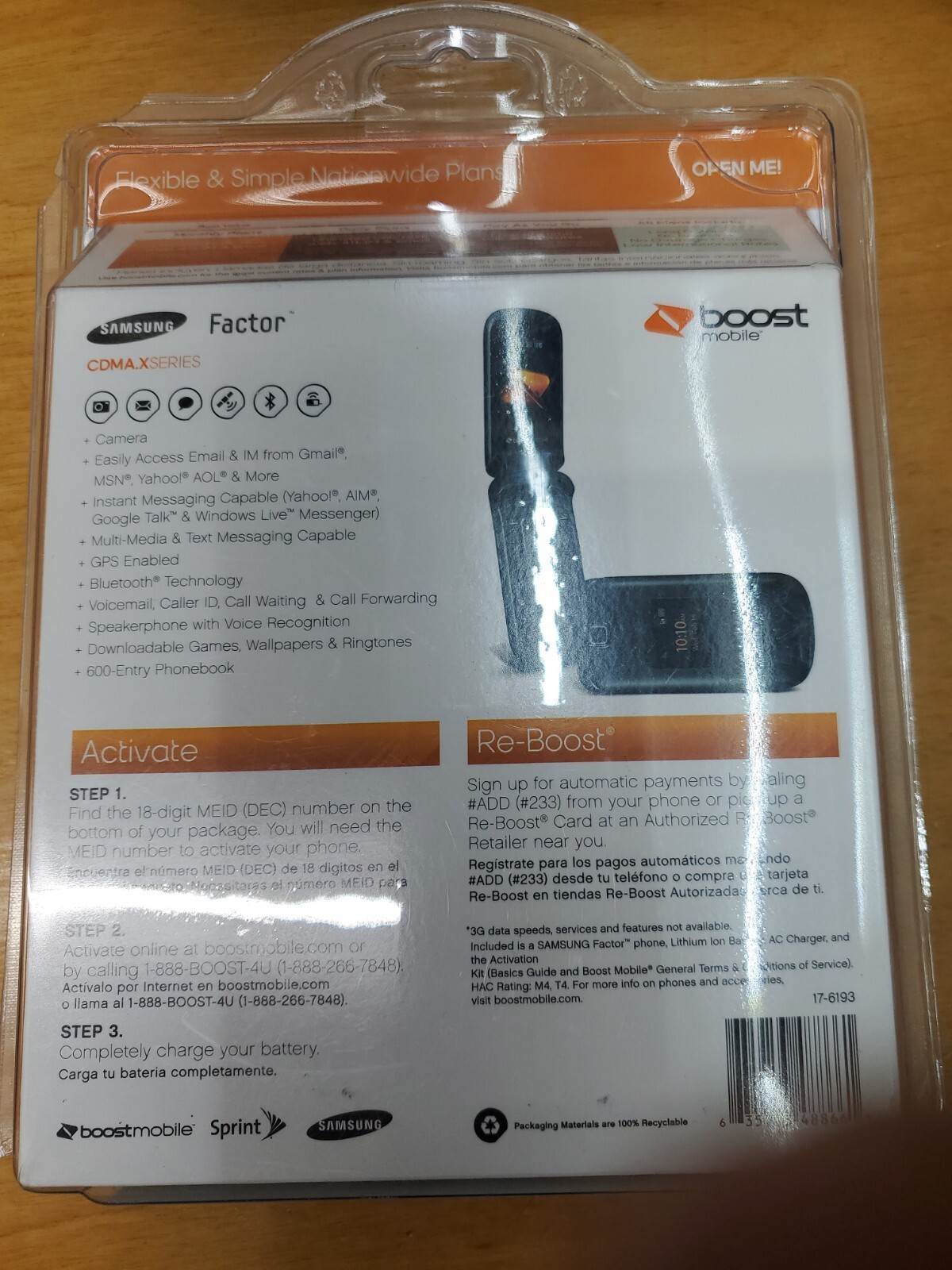 Samsung M260 Factor Boost Mobile Cell Phone Camera New Factory Sealed Flip Phone