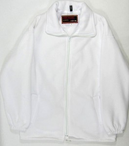 white hoodless jacket
