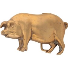 Brass Pig Hog Farmer Western Farming Ag Gift Pork Producer 70s 70s Belt Buckle