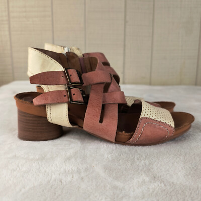 Casta Strappy Heeled Sandals Leather Neutral Nude Pink Made in Portugal 39 8.5 9