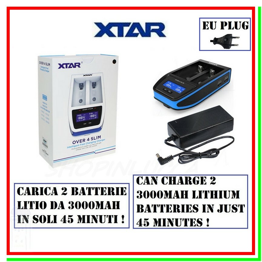 XTAR OVER 4 SLIM: Caricatore Rapido per Batterie Sigaretta Elettronica