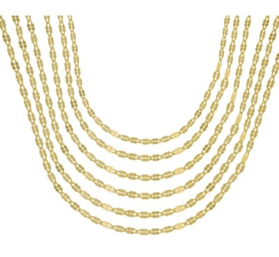 JTV 18 K YELLOW GOLD OVER STERLING SILVER TWISTED MIRROR CHAIN SET OF SIX...