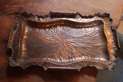 GROSSES ANTIKES MASSIVES KUPFER TABLETT 50 CM X 29,5 CM