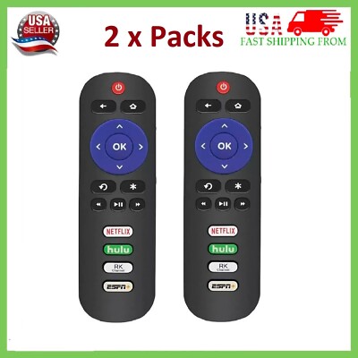 (2 x Packs) Replacement Remote Control Compatible For Roku TV, ONN, Hisense, TCL