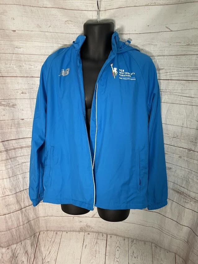 New Balance Men s Windbreaker Jacket Full Zip Blue Hooded Size M