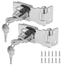 2 Pack 2.5 Inch Stainless Steel Hasp Latch with Keys for Cabinet Small Door