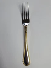 Yamazaki Tasha Dinner Fork Stainless Gold Trim 7 1/2 Silverware Flatware