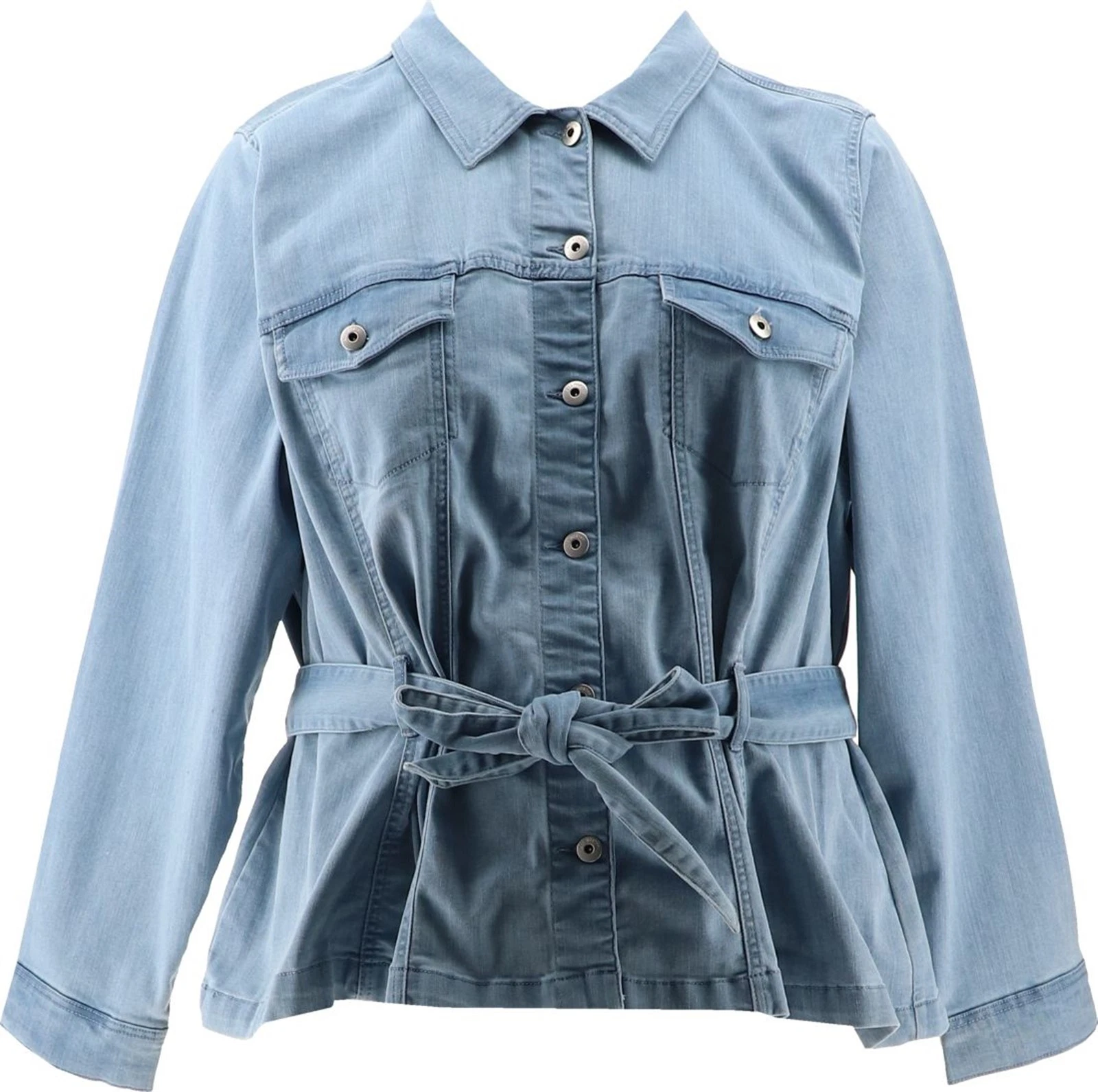 All Worthy Hunter McGrady Belted Denim Peplum Jacket Bleach Wash 2X NWOT (1122)