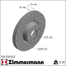 2x Zimmermann 150.2949.52 Bremsscheibe f�r BMW X4 F26 Bremsscheiben