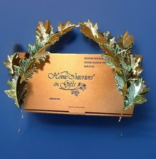 Home Interior Brass Decor Oak Leaves Wall Accent Swag Lot Of 2 Vintage USA Made