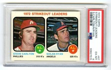 NOLAN RYAN&CARLTON~1973 TOPPS '72 NL & AL STRIKEOUT LEADERS PSA-6 EX-MT CARD #67