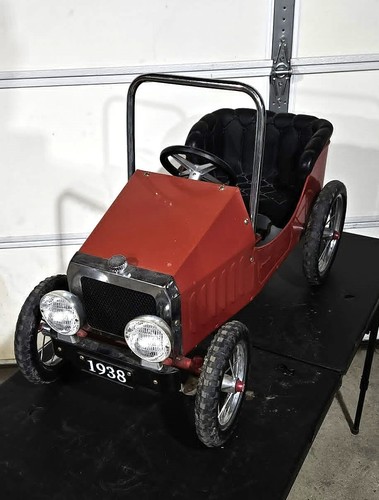 Vintage 1938 Ford Model T Baghera RatRod Custom Pedal Car Red Designed in France
