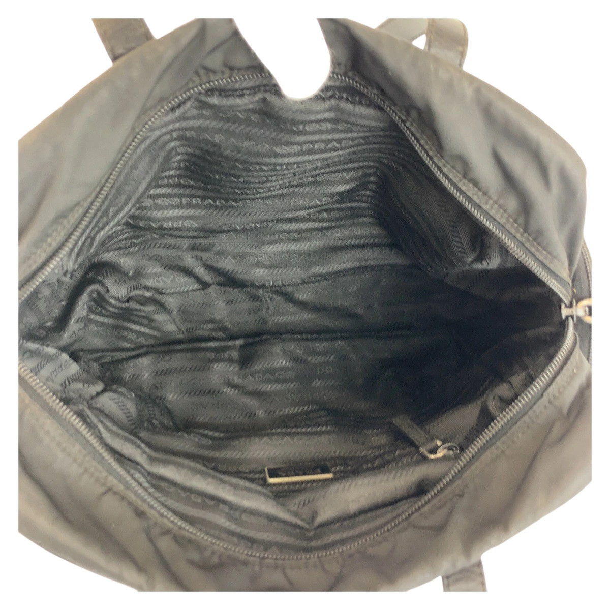 Prada Testu Triangular Logo Plate Black Silver Hardware Nylon Handbag Tote Bag L — image 9