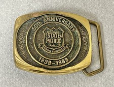 RARE 50th Anniversary Wisconsin State Patrol Brass Belt Buckle Collectible