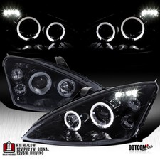 Fit 2000-2004 Ford Focus Blacksmoke Led Halo Projector Headlights Lamps 00-04 Fit 2000-2004 Ford Focus Blacksmoke Led Halo Projector Headlights Lamps 00-04