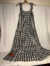 Casual Black & White Check Gingham Maxi Dress Ruffle Long Dress M-L-XL-XXL