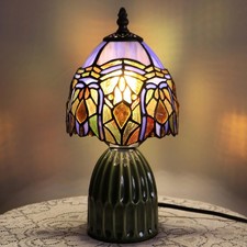 Tiffany Stained Glass Table Lamp 12.5 Inch -Purple Jewelry
