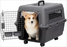 Compliant MEDIUM 26.5" Travel Dog Kennel-Durable Plastic Airline Pet Carrier