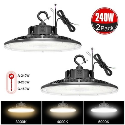 KUKUPPO (2Pack) 9 IN 1 3000K-5000K 150W-240W UFO LED High Bay Light Commercial