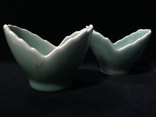 G1849 Japanese Porcelain Dish Bowl Cup KOBACHI Set 2pc Vintage Signed Tableware