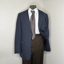 Cricketeer Mens 39R 43" Blazer Sport Coat Suit Jacket Blue Stripe 2 Button USA