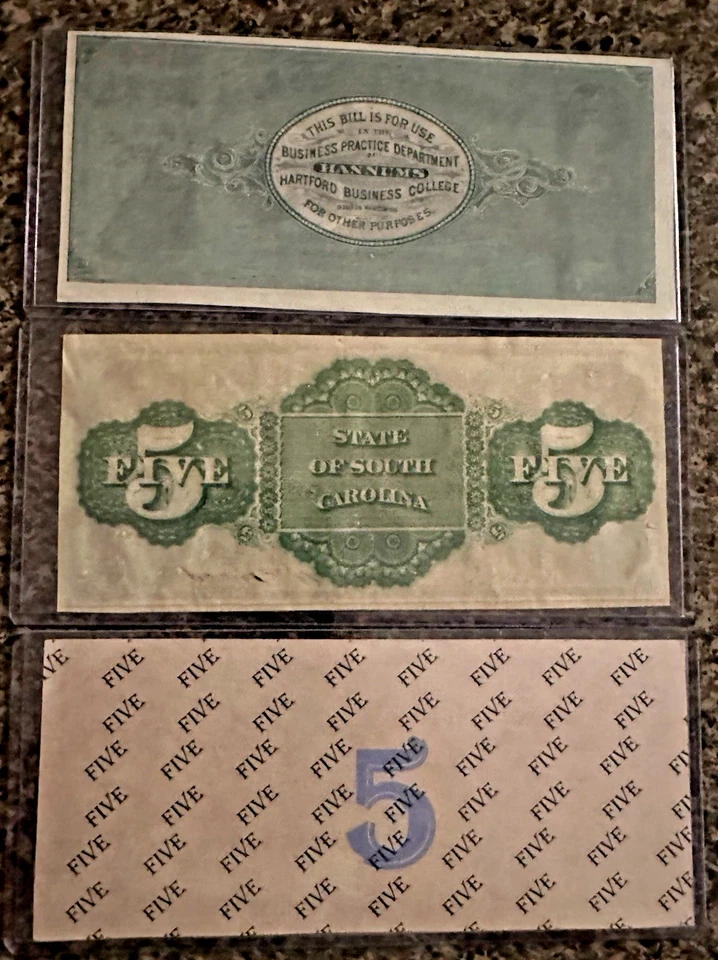 Lot of 3 Confederate States of America Bills $5, $5 & $5 - Image 2 of 2
