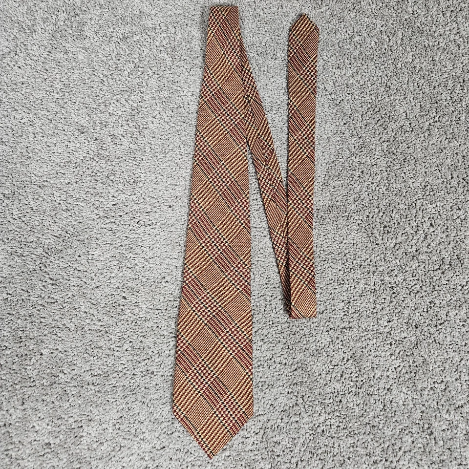 Corbata De Colección Abercrombie & Fitch Para Hombre Seda Roja Naranja Cuadros Preppy Mallcore 55" Foto 2 de 4