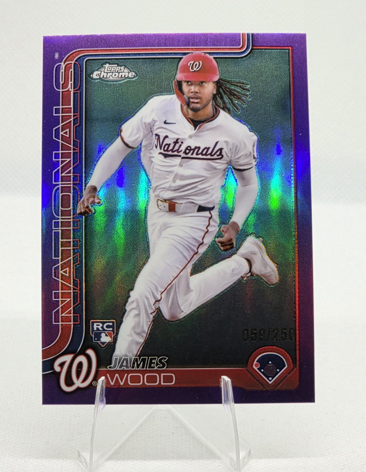 James Wood RC #d 59/250 - 2025 Topps Chrome - Purple Refractor #132 - Nationals!