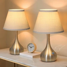 Touch Table Lamp for Bedroom Set of 2, 3-Way Dimmable Bedside Lamp for Nights...