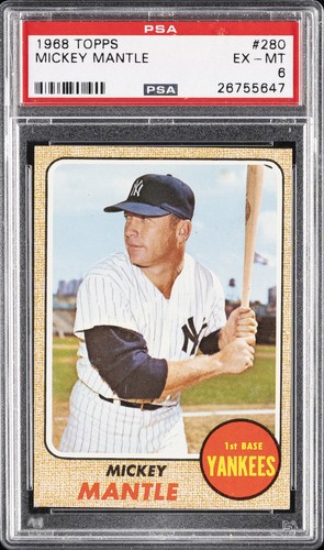 1968 TOPPS #280 MICKEY MANTLE PSA 6