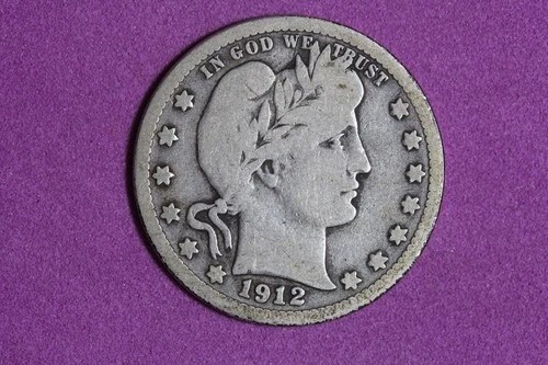Estate Find 1912 S Barber Quarter Dollar #K59299
