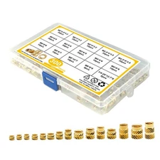 300Pcs  M2-M6 Thread Knurled Brass Threaded Insert Embedment Nut Kit+Plastic Box