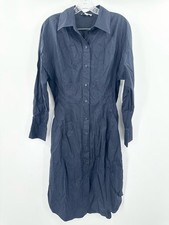 COS Women's Navy Blue Button Up Midi Shirt Dress Size 6 Euro 38