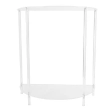 Acrylic Side Table Semiellipse 2 Tier Small Nightstand for Living Room Bedroom
