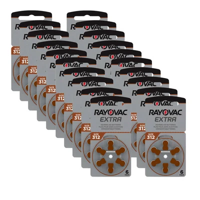 120x Rayovac Extra Advanced Hörgerätebatterien -312 braun PR41-(20x 6er Blister)