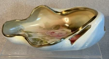 RS Germany Reinhold Schlegelmilch 7" Red Pink White Roses Candy Dish Gold Trim