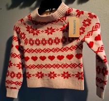 NWT Thereabouts Red Hearts Sweater Kids Unisex Size XXS 4/5