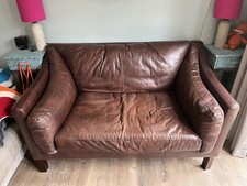 Made.com Small Brown Leather Sofa 2 Seater Excellent Condition
