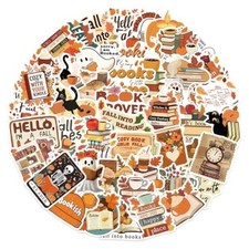 50PCS Cartoon Bookish Stickers for Kindle - Fall Style Bookworm Pack Yellowb