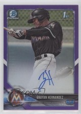 2018 Bowman Chrome Prospect Purple Refractor /250 Brayan Hernandez Auto w3h